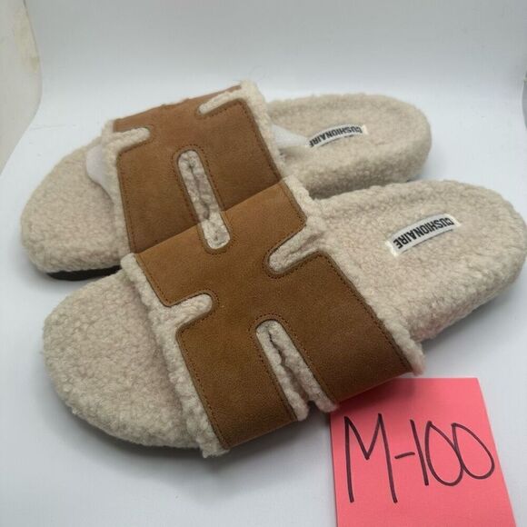 CUSHIONAIRE Women's Cuddle Fur Faux Shearling lined slide sandal +Memory Foam 8 - Picture 3 of 7